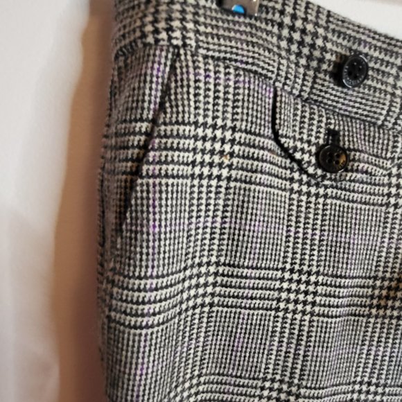 Lauren Ralph Lauren Petite 100% Wool Plaid Slacks. Sz. 8P, Black and Cream,Lined - Picture 4 of 6